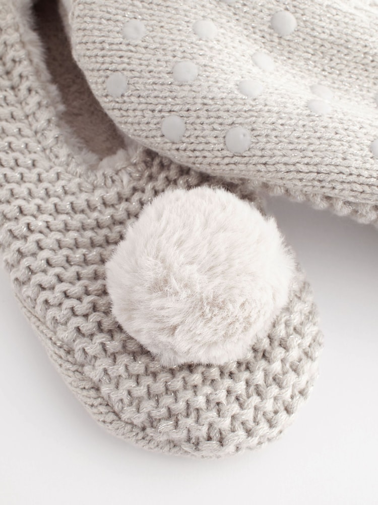 Grey Knitted Footsie Slippers - Image 5 of 5