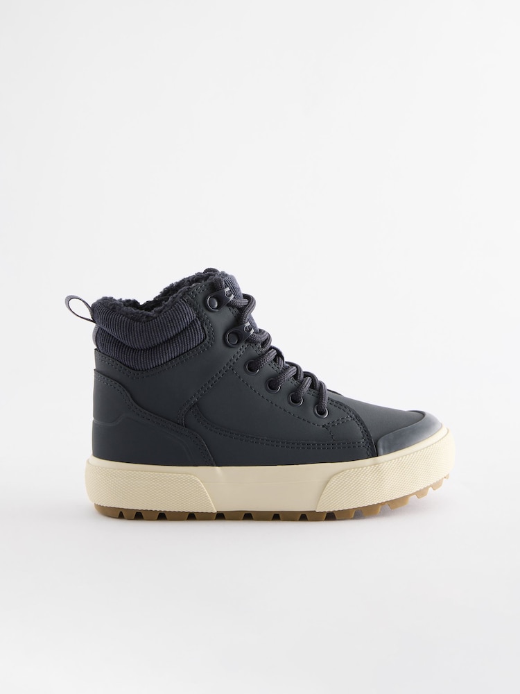 Navy Warm Lined High Top Boots - Image 2 of 5