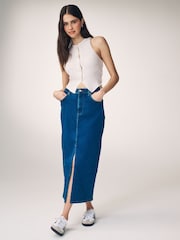 Mid Wash Denim Midi Skirt - Image 1 of 1