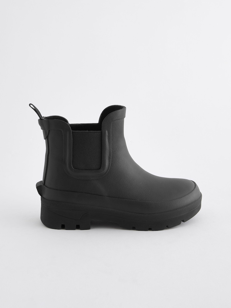 Black Chelsea Ankle Welly Boots - Image 2 of 5