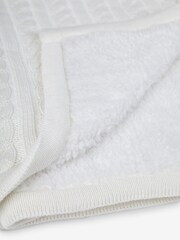 JoJo Maman Bébé White Cable Knit Sherpa Fleece Blanket - Image 3 of 3