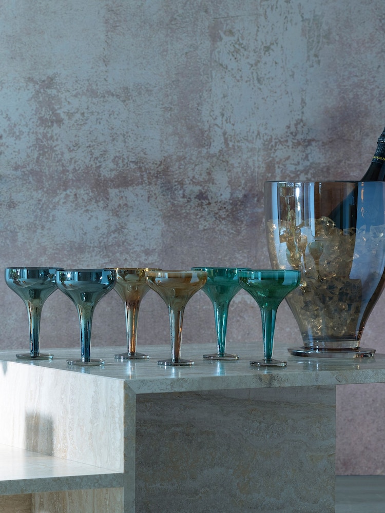 LSA International Set of 2 Green Epoque Champagne Saucer pairs - Image 1 of 3