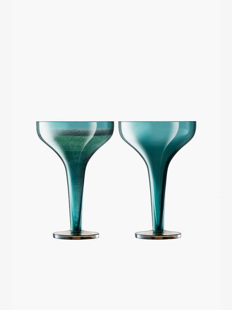 LSA International Set of 2 Green Epoque Champagne Saucer pairs - Image 2 of 3