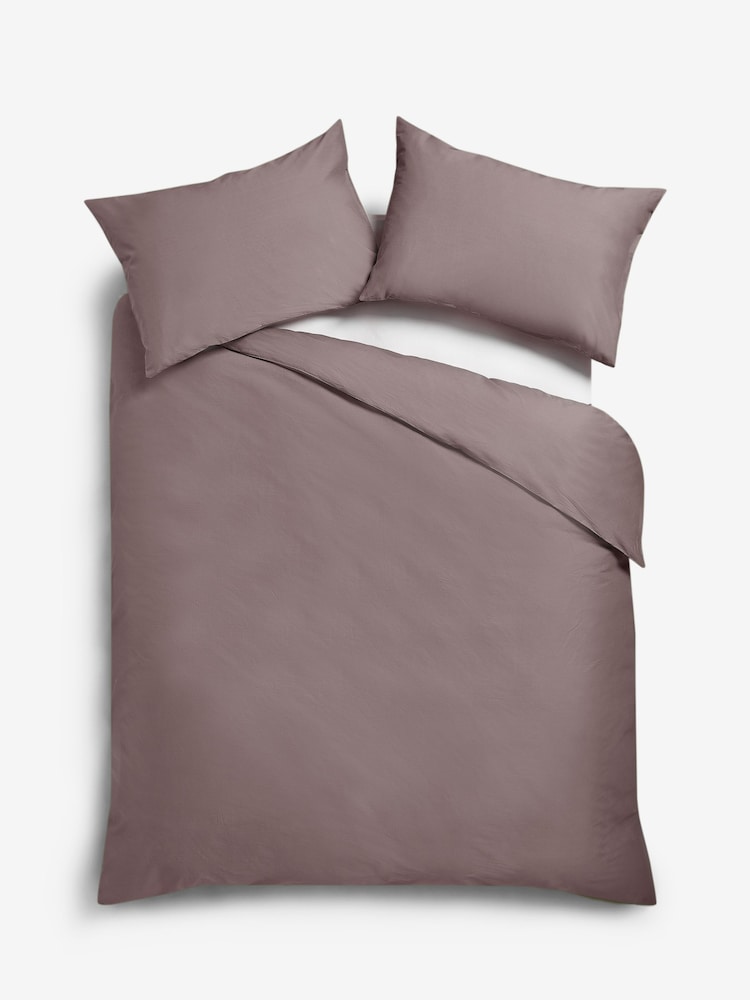 Brown Taupe Cotton Rich Plain Duvet Cover and Pillowcase Set - Image 2 of 2