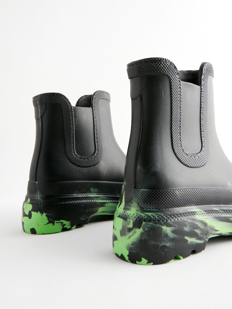 Schwarz/Grün marmoriert - Leichte Gummistiefel mit Knöchelriemen - Bild 5 von 5 Schwarz/Grün marmoriert - Leichte Gummistiefel mit Knöchelriemen - Bild 5 von 5