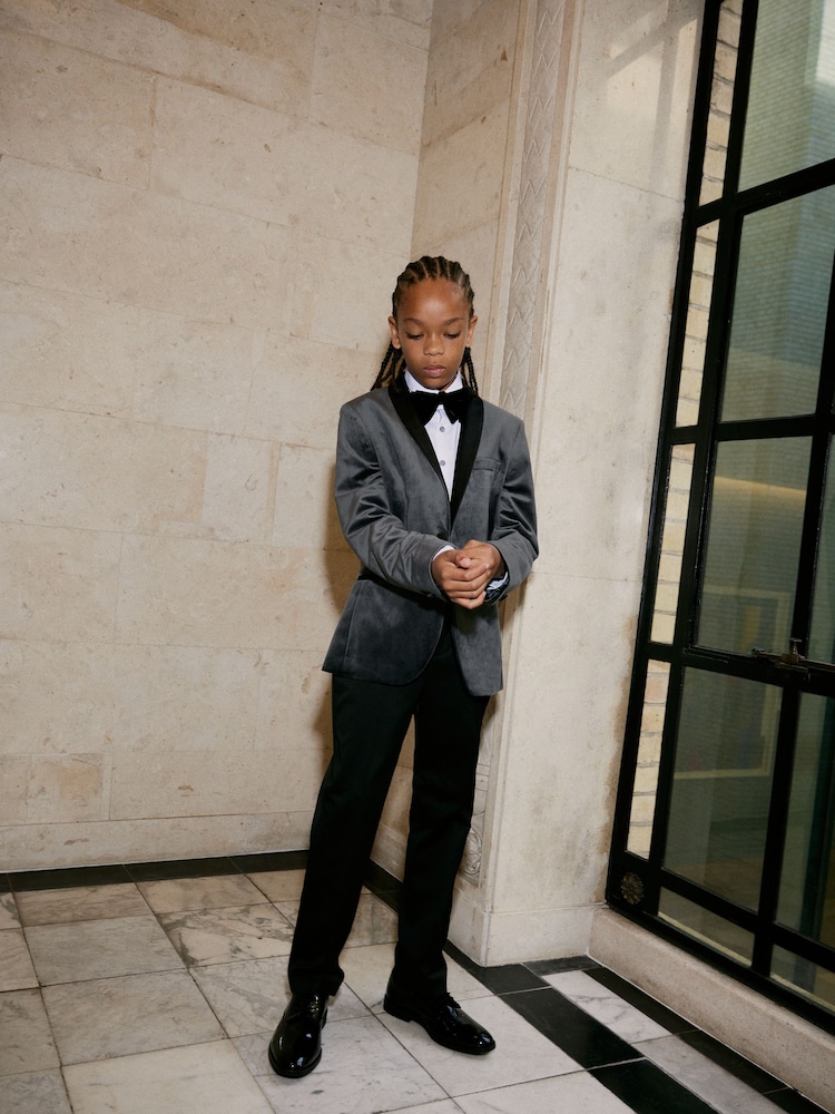 Grey Velvet Blazer (3-16yrs) - Image 2 of 9