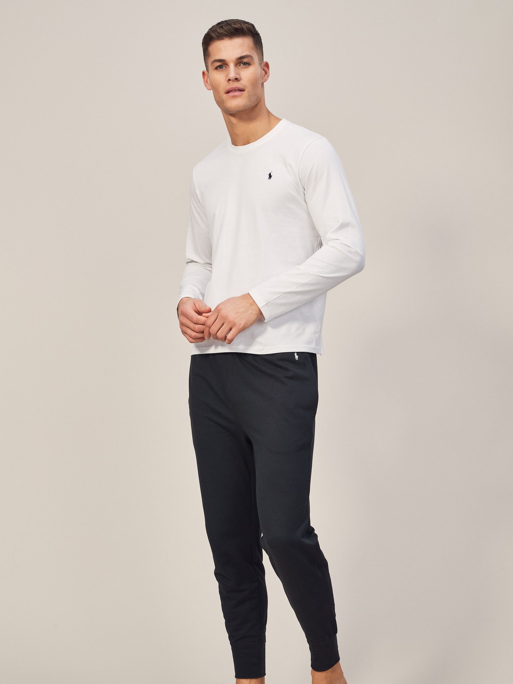 Buy Polo Ralph Lauren Off White Logo Long Sleeve Cotton T