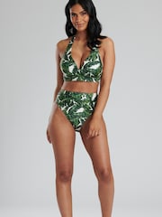 South Beach Bikinioberteil mit vorgeformten Körbchen, Blattprint und gedrehtem Detail - Bild 5 von 6