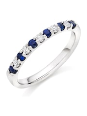 Beaverbrooks 18ct White Gold Diamond And Sapphire Half Eternity Ring - Image 1 of 2