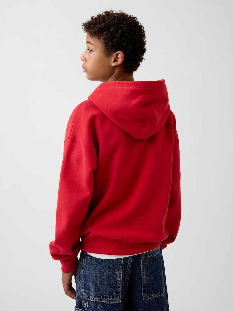 Gap Red Check Vintage Soft Relaxed Logo Hoodie (4-13yrs) - Image 2 of 3 Gap Red Check Vintage Soft Relaxed Logo Hoodie (4-13yrs) - Image 2 of 3