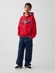 Gap Red Check Vintage Soft Relaxed Logo Hoodie (4-13yrs) - Image 3 of 3