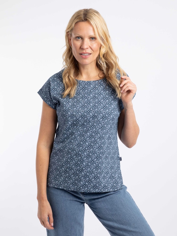 Weird Fish Blue Paw Cotton Printed Jersey T-Shirt - Image 1 of 7 Weird Fish Blue Paw Cotton Printed Jersey T-Shirt - Image 1 of 7