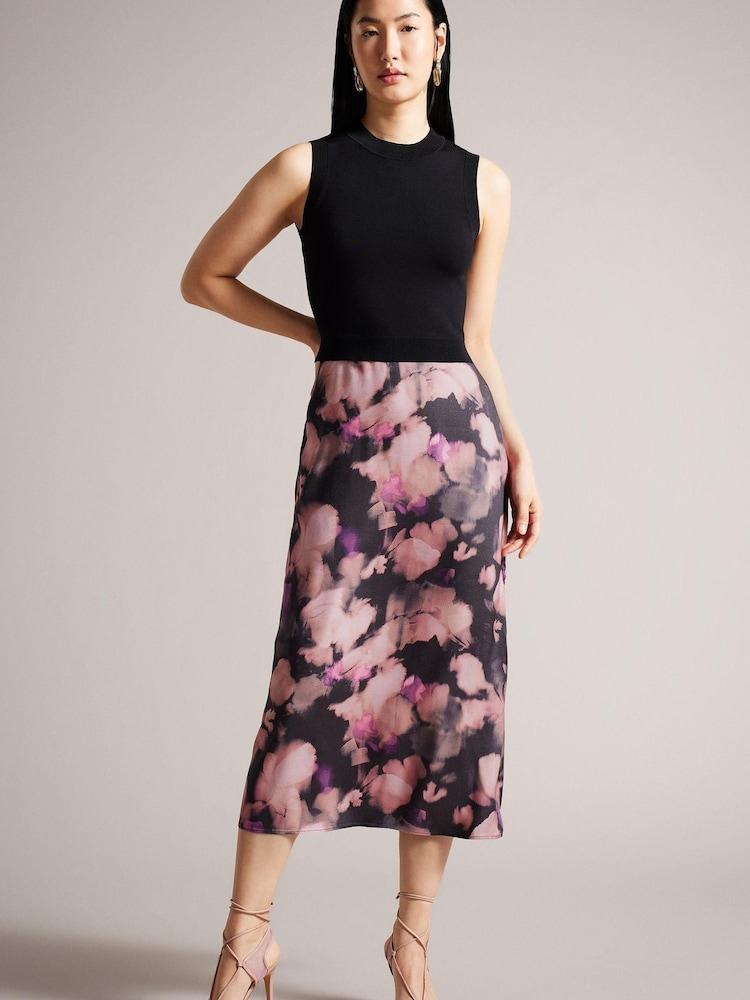 Ted Baker Elliha  Sleeveless Mockable Black Dress With Slip Skirt - Image 1 of 4