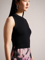 Ted Baker Elliha  Sleeveless Mockable Black Dress With Slip Skirt - Image 3 of 4