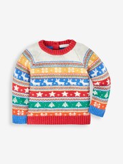 JoJo Maman Bébé Multi Kids' Christmas Fairisle Pattern Pattern Jumper - Image 2 of 3