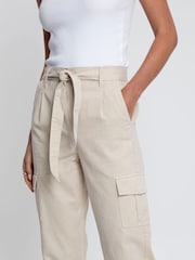 Threadbare Natural Cargo Utility Straight Leg Belted 100% Cotton Trousers - Image 4 of 4