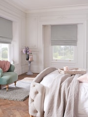 Grey Silver Ready Made Blackout Cotton Roman Blinds - Image 1 of 7