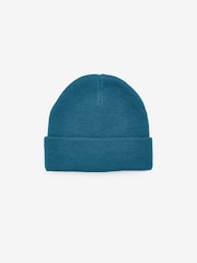 Petrol Blue Flat Knit Beanie Hat (3mths-16yrs) - Image 1 of 2