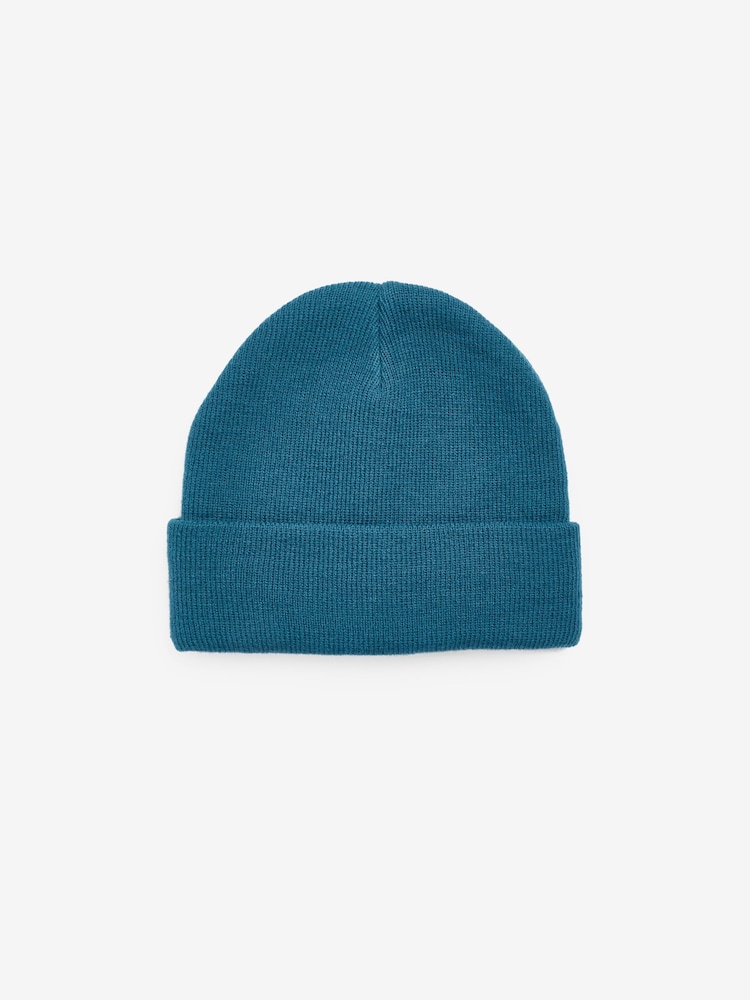 Petrol Blue Flat Knit Beanie Hat (3mths-16yrs) - Image 1 of 2