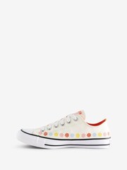 Converse White Flower Detail Chuck Ox Trainers - Image 2 of 17