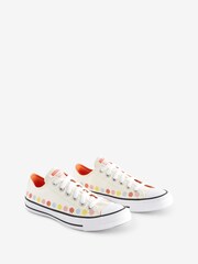 Converse White Flower Detail Chuck Ox Trainers - Image 3 of 17