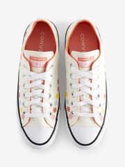 Converse White Flower Detail Chuck Ox Trainers - Image 6 of 17