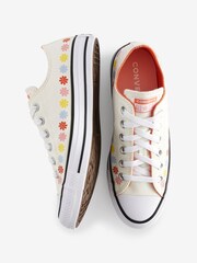 Converse White Flower Detail Chuck Ox Trainers - Image 7 of 17