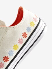 Converse White Flower Detail Chuck Ox Trainers - Image 8 of 17