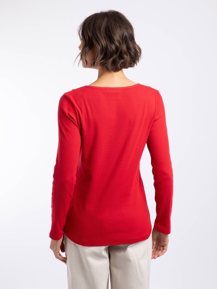 Weird Fish Red Maine Ribbed Outfitter T-Shirt - Image 2 of 7 Weird Fish Red Maine Ribbed Outfitter T-Shirt - Image 2 of 7