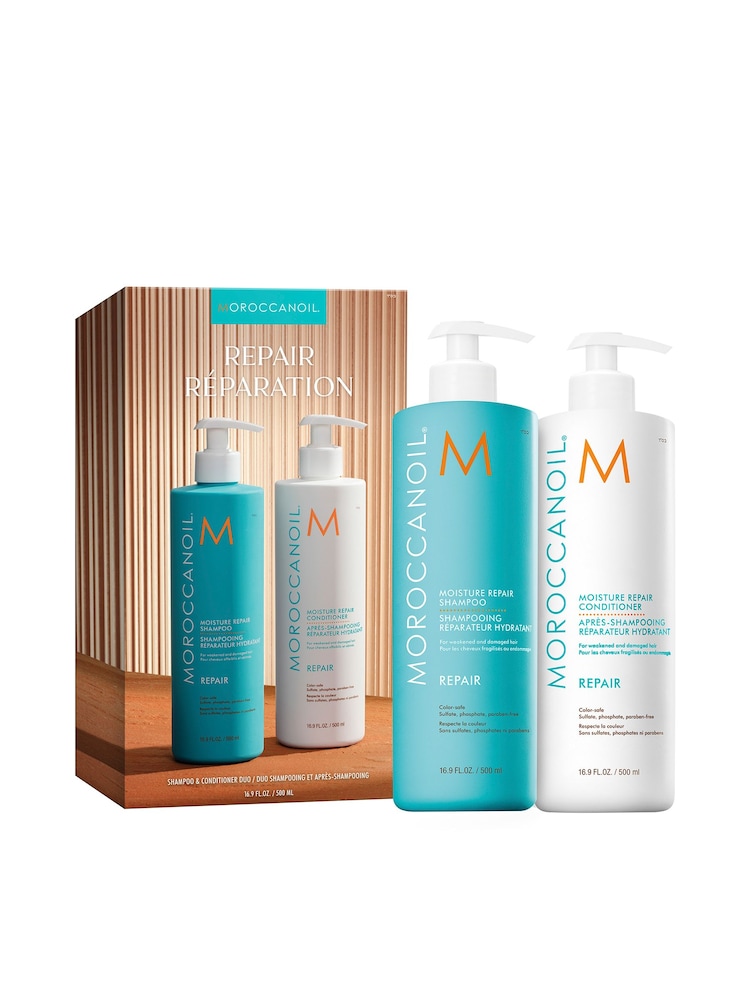 Moroccanoil Moisture Repair Shampoo and Conditioner Duo 500ml (worth £75) - Image 1 of 1 Moroccanoil Moisture Repair Shampoo and Conditioner Duo 500ml (worth £75) - Image 1 of 1