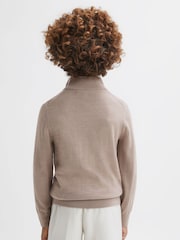 Reiss Mink Blackhall Junior Slim Fit Merino Wool Zip Neck Jumper - Image 5 of 6