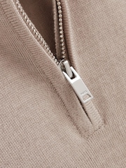 Reiss Mink Blackhall Junior Slim Fit Merino Wool Zip Neck Jumper - Image 6 of 6