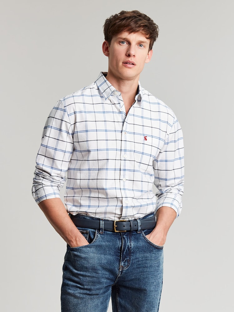 Joules Welford White/Blue Cotton Check Shirt - Image 1 of 17
