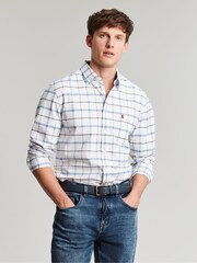 Joules Welford White/Blue Cotton Check Shirt - Image 9 of 17