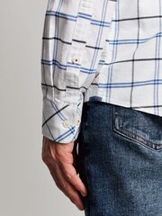 Joules Welford White/Blue Cotton Check Shirt - Image 14 of 17