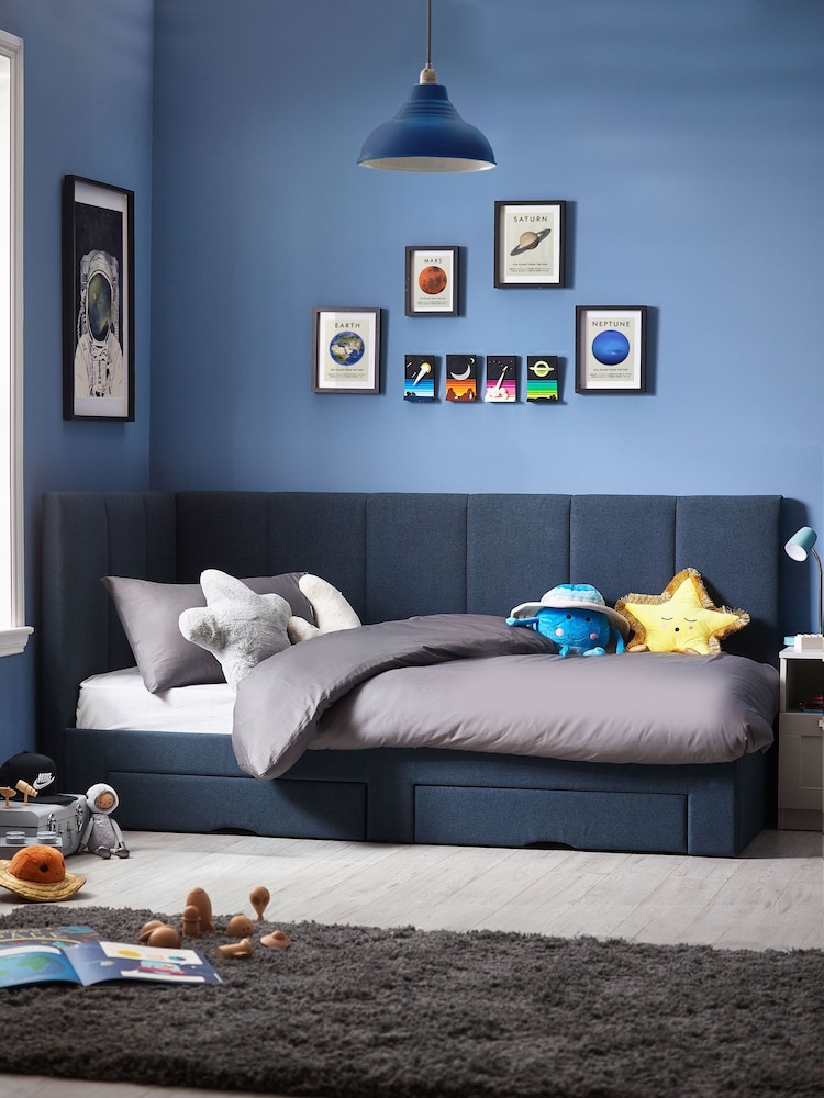 Soft Marl Petrol Blue Kids Marlow Drawer Upholstered Frame - Image 1 of 12
