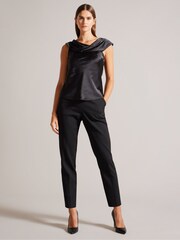 Ted Baker Deanaah Draped Neck Straight Nude Top - Image 3 of 6
