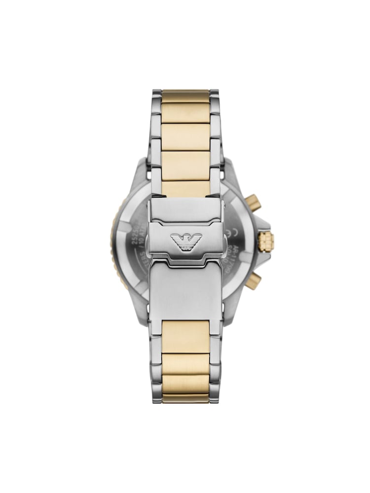 Emporio Armani Black Gold/Silver Tone World Explorer Solar-Powered Chronograph Stainless Steel Watch - Image 2 of 4