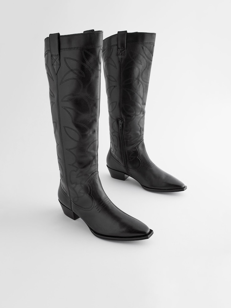 Black Forever Comfort® Stitched Detail Western Boots - Image 1 of 6