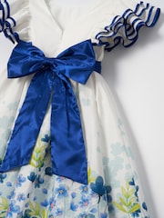 Angel & Rocket White 100% Cotton Border Print Emillie Tie Sash Dress - Image 7 of 7