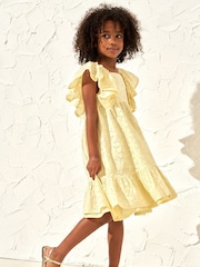 Angel & Rocket Yellow 100% Cotton Sara Broderie Dress - Image 3 of 6