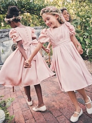 Angel & Rocket Blush Pink Portia Pleated Bodice Bow Dress - Image 1 of 9