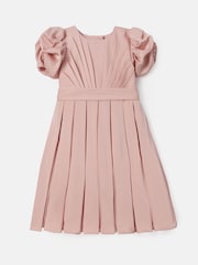 Angel & Rocket Blush Pink Portia Pleated Bodice Bow Dress - Image 7 of 9