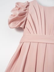 Angel & Rocket Blush Pink Portia Pleated Bodice Bow Dress - Image 9 of 9