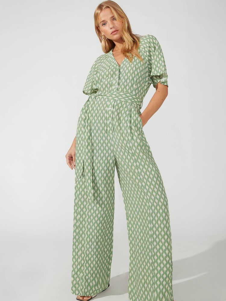 Ro&Zo Green Diamond Printed Jumpsuit - Image 1 of 6