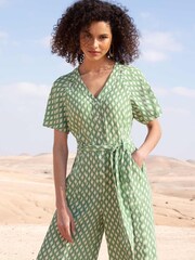 Ro&Zo Green Diamond Printed Jumpsuit - Image 4 of 6
