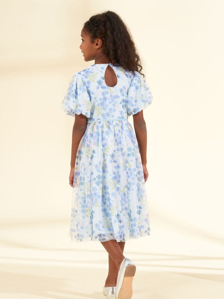 Angel & Rocket Blue Mina Printed Mesh Dress - Image 2 of 4 Angel & Rocket Blue Mina Printed Mesh Dress - Image 2 of 4