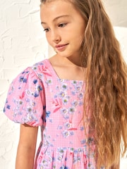 Angel & Rocket Pink 100% Cotton Simone Textured Print Dress - Image 1 of 6