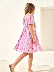 Angel & Rocket Pink 100% Cotton Simone Textured Print Dress - Image 5 of 6