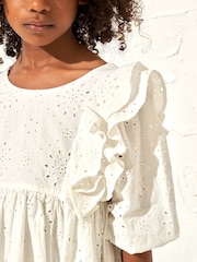 Angel & Rocket White 100% Cotton Broderie Alessandra Ruffle Dress - Image 3 of 6